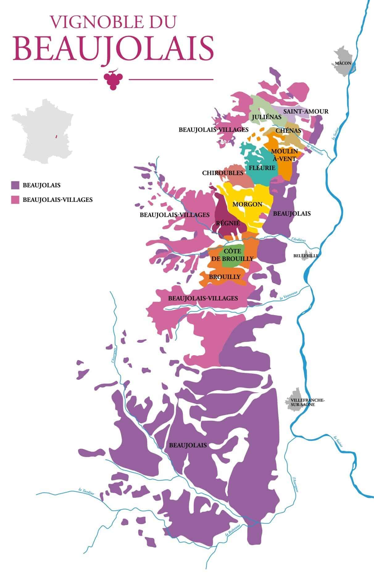 Corbet carte du vignoble beaujolais